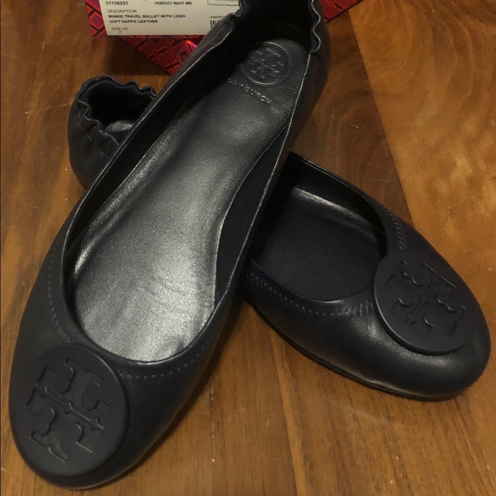 Tory Burch Flat Navy Minnie Travel ballet
